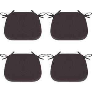 Shinnwa Dining Chair Cushions Set of 4, Non Slip Seat Pads for Kitchen Chairs with Ties, 4 Pack,15x 15.5 inches, Dark Brown
