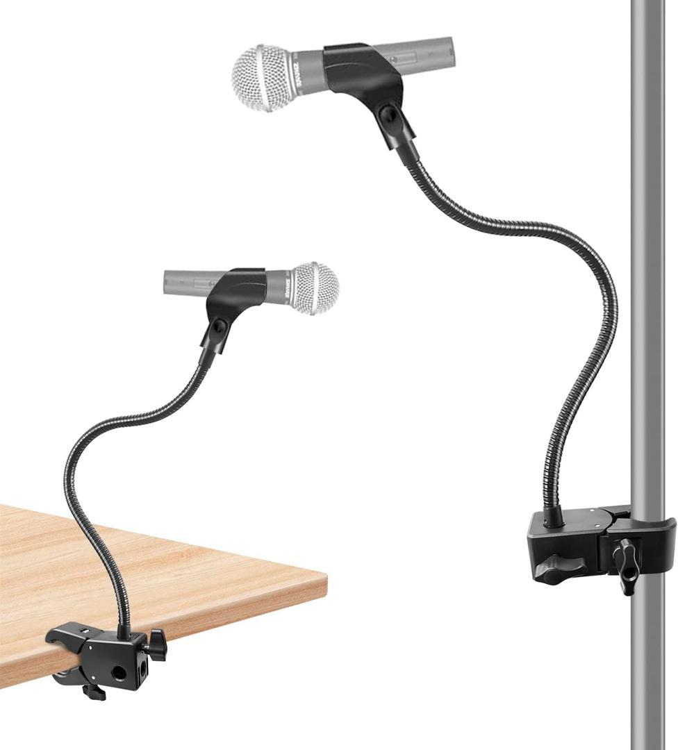 Microphone Stand, Versatile Mic Arm for Desk Pole Tripod, Gooseneck Mic Stand Desk Mount with Super Clamp Mic holder and 3/8" to 5/8" Adapter, Fits for Blue Snowball and Other Microphones (21 Inch)