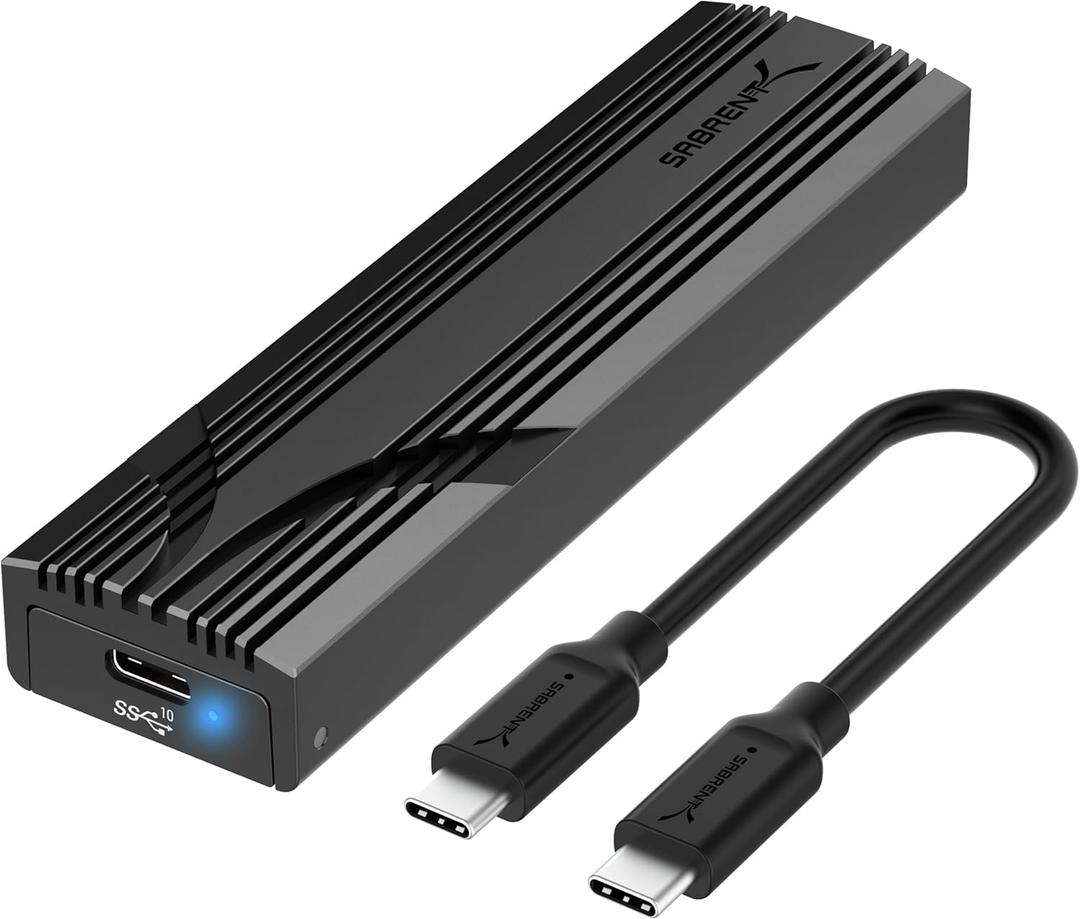 SABRENT USB C NVMe Enclosure, Tool-Free M.2 SSD Case for 2230-2280, 10Gbps USB 3.2 Gen 2 Adapter, Aluminum Cooling, External M.2 Drive Enclosure for NVMe SSDs (EC-PNVO)