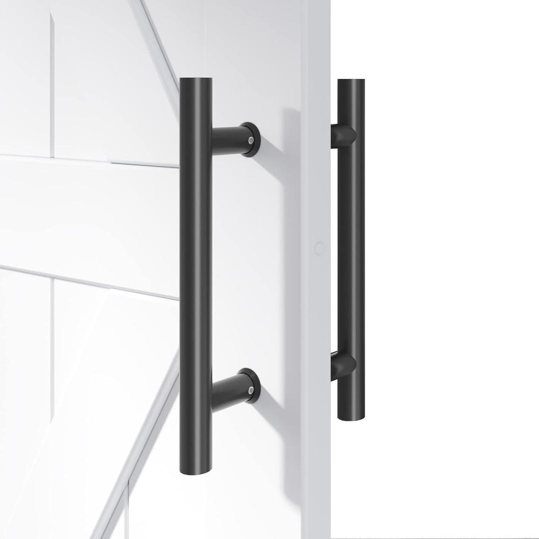 EaseLife 12" Push Pull Door Handle,Double Sided H Shape Sliding Door Handle,Matte Black,Stainless Steel,Fit for Glass Door Wooden Door