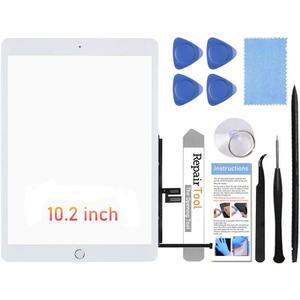 for iPad 7th/8th Generation Screen Replacement Digitizer 10.2"(A2197,A2198,A2200,A2270,A2428,A2429,A2430),for iPad 7/8 Screen Replacement Parts(NO LCD),+Home Button+Pre-Installed+Repair Tools(White)