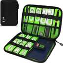 Electronics Organizer,Travel Cord Organizer Pouch, Portable Cable Organizer Bags,Travel Electronic Accessories Storage Case for Cables, Cords, Charger, Phone (Black) (Single Layer-Medium, A1-M-Black)