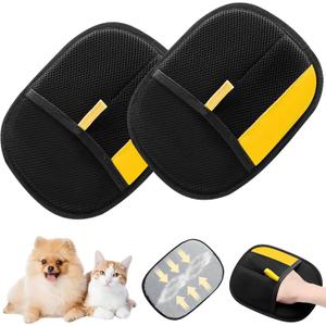 2pcs Pet Hair Removal Glove for Cats & Dogs, 2025 New Upgrade Efficient Grooming Gloves for Pet Hair, Cat Grooming Gloves for Hair Removal, Reusable Pet Hair Remover Glove