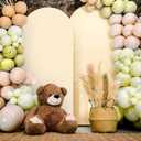 Ainiv Wedding Arch Cover, 6.6FT Spandex Fitted Wedding Arch Backdrop Cover, Round Top Chiara Arch Backdrop Stand Cover for Wedding Birthday Party Ceremony Banquet Supplies Decoration Beige