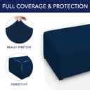 PureFit Super Stretch Soft Form Fit Ottoman Cover Rectangle - Ottoman Slipcovers for Foot Stool & Folding Storage Furniture for Living Room with Nonslip Elastic Bottom (Large, Navy)