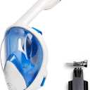 Dive Portable Lungs Professional Snorkeling Diving Mask Underwater Full Face Snorkel Mask Anti Fog Goggles for Adult Swimming Equipment Using More Safer, White Dark Green (Small-Medium)