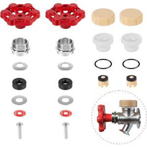 2-Pack Universal Outdoor Faucet Repair Kit with VACVBKX1B Vacuum Breaker Kit, Anti-Siphon Frost-Free Hose Bib Sillcock Valve Replacement, Wall Hydrant Complete Replacement Kit
