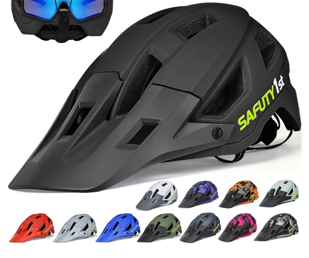 Safuty1st Bike Helmet for Adults - Lightweight Mountain Bike Helmet with Visor, Impact-Resistant Cycling Helmet for Men Women, Adjustable Dial Fit for Mountain Biking & E-Bike Riding, Large: 22.8"-24.0" (58-61cm)