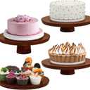 Jinei 4 Sets Wood Cake Stand Rustic 12 Inch Rotating Cake Stand Food Round Risers Turntable for Party Cake Base Wood for Display Parties Weddings Restaurants Decorating Supplies