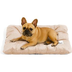 FUNNY FUZZY 30x20 Washable Dog Bed Crate Mat, 2 in1 Pet Pillow Sleeping Bed, Fluffy Deluxe Kennel Mattress for Medium Dog and Cat,Charcoal Grey,M,Beige