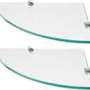 Crowye 2 Pack Glass Corner Shower Shelves 2 Tier Shelves Shower Caddy Shelf Wall Mounted for Inside with Aluminum Brackets for Shampoo and Soap Organizer