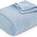 PHF Lightweight Waffle Weave Blanket Queen Size, Breathable & Ultra Soft, 90"x 90" Soft & Cozy Thin Blanket for All Season & Hot Sleepers, Bed, Home Decor - Sky Blue