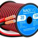 NAOEVO 20 Gauge Wire 100FT, 2 Conductors Electrical Wire Red Black Cable, Flexible/Low Voltage/PVC 20 AWG Copper Clad Aluminum Extension Cord for Speaker, LED Strips, Automotive 12V/24V DC