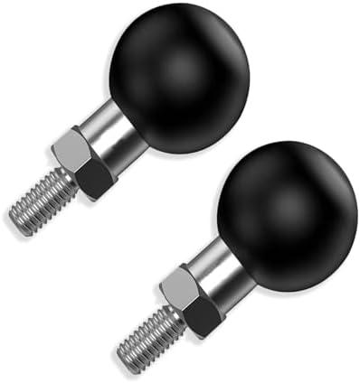 Mohists 1 inch Ball Mount Base Ball Adapter with Threaded Bolt 1/4 - 20 Compatible with RAM Mounts B Size Double Socket Arm Ball Mount Mirror(Black-2)