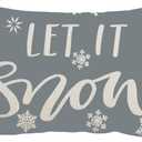 Let It Snow Snowflakes Grey Background Winter Decorative Lumbar Pillowcase Throw Pillow Cover Case Chair Sofa Bed Home Decoration Cotton Linen Rectangular 12 x 20 Inches