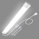 KUKUMAO 5000K Plug in LED Tube Light Fixture, 18W Linkable Cabinet Light for Garage, Kitchen, Bathroom, Closet, Office - 2Ft, Triproof, White