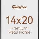 Heimlove 14x20 Metal Picture Frame,Black Aluminum Photo Frames-Real Tempered Glass,Wall Gallery Poster Puzzles Artwork frame Mounting Horizontally or Vertically Decor for Wall-1Pack