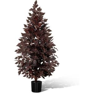 Giegxin 1 Pack 4ft Spring Artificial Tree, Faux Cimicifuga Tree, Artificial Plum Cimicifuga Stems Seeded Plants, Weather Resistant Spring Plant Decor for Porch, Mantel, Outdoor, Indoor