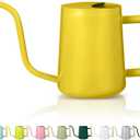 Watering Can Indoor Plants, 35oz Small Stainless Steel Metal Watering Can Modern Decorative Watering Pot with Long Spout for Indoor House Plant Bonsai Garden Flowers (Yellow)