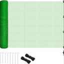 Temporary Fence 3x49.2 with 10 Step-in Posts, Portable Green Plastic Fencing Roll for Gardens, Backyards, Yards, Dogs, Outdoor Animals & Farms