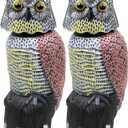 Galashield Owl Decoy to Scare Birds Away Scarecrow Fake Owl with Rotating Head 12 inch Tall (Set of 2)
