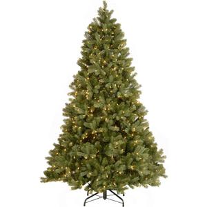 National Tree Company 7.5 ft Pre-Lit Downswept Douglas Fir Artificial Christmas Tree, 750 LED Lights, PowerConnect, Foot Pedal, 10 Light Functions, 1,867 Tips, Includes Stand, Green