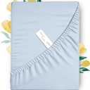 Carressa Linen 100% Egyptian Cotton Deep Pocket Twin XL Fitted Sheet Only - 800 Thread Count Luxury Hotel Cotton Fitted Sheet, Sateen Weave Cooling Bottom, Fits Mattress up to 18 in - Sky Blue