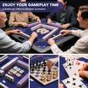 Mahjong Mat - 31.5x31.5 Inch Mahjong Mat for Table, Non-Slip Noise Reduction Mahjong Table Mat for Poker, Dominoes, Board Games & Card Games (Dark Blue)