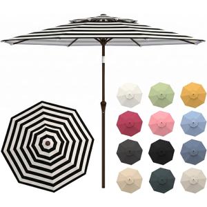 Patio Umbrella, 2 Tier Outdoor Table Umbrella, Large Vented Market Umbrellas with Push Button Tilt and Crank, 8 Sturdy Ribs for Backyard, Deck, Pool, UPF50+ UV Protection