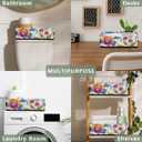 Small Bathroom Baskets for Toilet,Foldable Toilet Paper Tank Basket Organizer for Towels Storage Decorative Open Storage Bins for Home,Closet,Containers,CabinetBeautiful Flower  (Style 1)