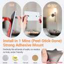 Peel and Stick Wall Sconces, Stick On Wall Sconce Set of 2, Battery Operated Wireless Adhesive Wall Lights, Corn Bulb with 10000mAh Battery, Easy Install for Bedroom Living Room Wall Decor