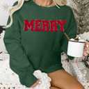 FASHGL Christmas Sequins Sweatshirts Women Merry Glitter Patch Crewneck Sweater Xmas Long Sleeve Pullover Top (Green, S)