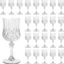 Plastic Wine Glasses Set of 24, 7.7 oz Reusable Plastic Goblets, Hard Plastic Stemware for Wedding, Party, Events, Elegant Shatterproof Drinking Glasses, Clear