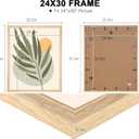 GULETHUN 24x30 Picture Frame, Natural Wood Poster Frame, Home Decor Natural Gallery Frames, Horizontal or Vertical Format, Sturdy, Plexiglass, Large Wall Decor, for Photos, Artworks, Posters, 24x30in