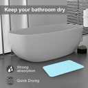 2 Pack Diatomaceous Earth Shower Mat, Stone Bath Mat, Nonslip Super Absorbent Fast-Drying Hard Bath Mat for Bathroom Shower Floor, 23.62 x 15.35 inch, Blue-Green