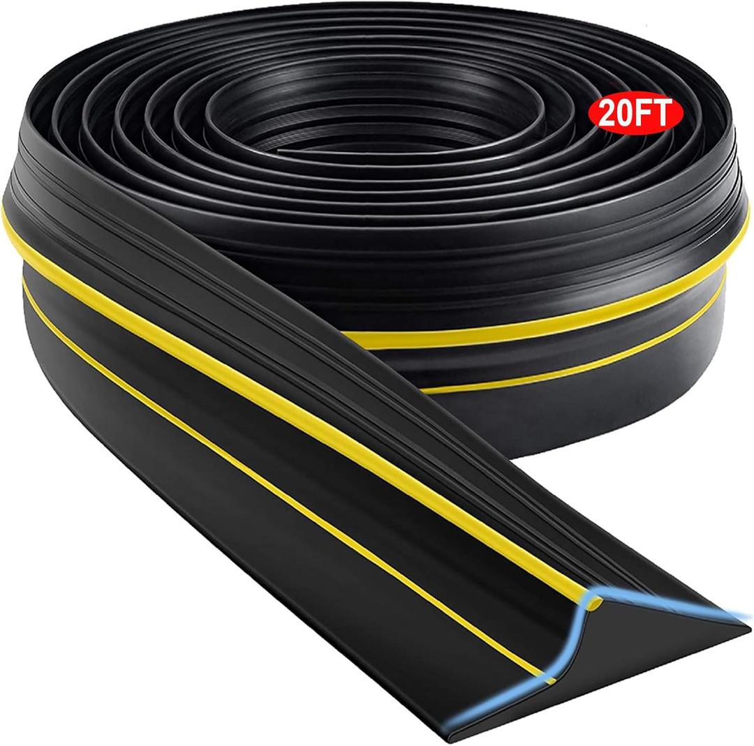 Jin&Bao Universal Garage Door Threshold Seal Strip 20FT Kit, Bottom Waterproof Rubber Weather Stripping Replacement, Yellow (20feet, Yellow (No Adhesive))
