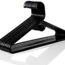 Plastic Hangers HD Heavy Duty, 16 Pcs. Elegant Black Color, Made in USA, 3/8 Thickness, Durable, Tubular, Lightweight, for Clothes, Coat, Pants, Shirts, Dress and More, Free and Quick delivery.