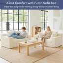 cidludto Convertible Sofa Bed, Boneless Couch 2 in 1 Loveseat Folding Couch Bed Foldable, Boneless Chair Bed & Futon Sofa, Small Couch Corduroy Pull Out Sofa with 4 Pillows for Living Room, Beige, Loveseat-55''