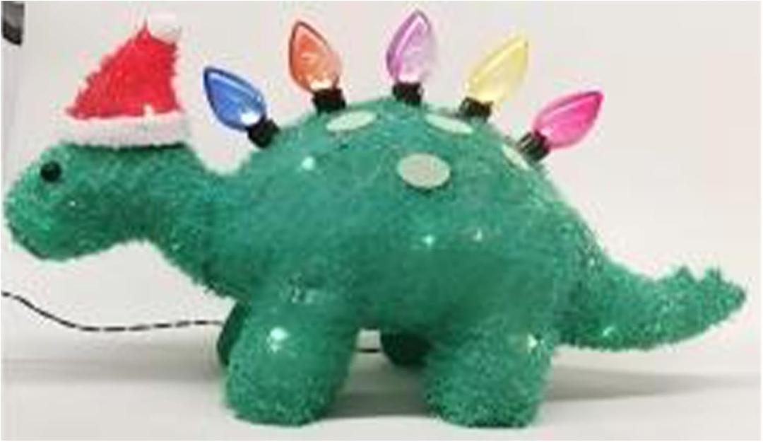 Christmas Dinosaur Decorative Light,Back Colored LED&Soft lint Stegosaurus with Santa's Hat,Outdoor Lawn Courtyard Decoration,Unique Christmas Housewarming