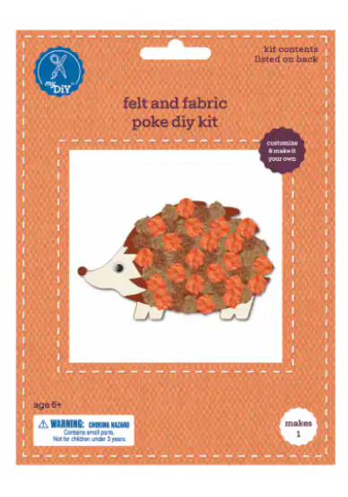 Hedgehog Felt & Fabric Poke DIY Kit (Pack of 2)