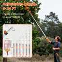 30FT Reach Fruit Picker with Basket, Telescoping Aluminum Pole 5-24FT, Dual Flip-Lock & Screw Fixing Design for Apple Orange Mango Avocado Lemon Picking