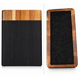 Universal Knife Block Holder with Wood Frame and Black Bristle Insert, Countertop Knife Storage Organizer, Modern Kitchen Utensil Holder