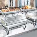 Chafing Dishes for Buffet, 4 Pack 8QT Chafers and Buffet Warmers Sets for Parties, Catering, Weddings, Christmas, Events Serving, Silver