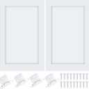 Cinnvoice 2 Pcs Pine Kitchen Cabinet Door Replacement with 4 Pcs Cabinet Hinges Wood Shaker Door Front Replacement for Kitchen, Bathroom, Vanity (White,14.75" W X 23" H)