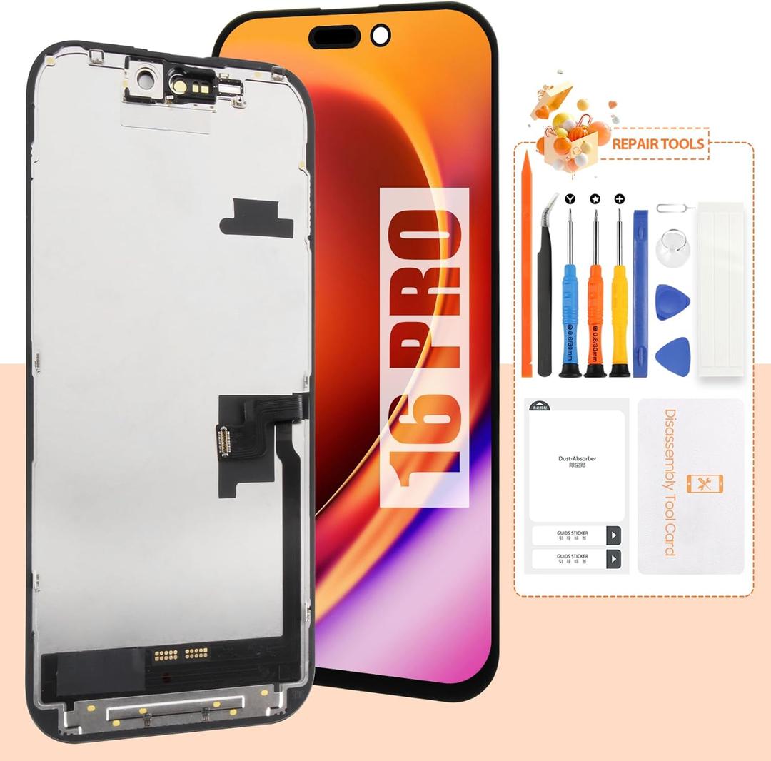 Incell Screen for iPhone 16 Pro Screen Replacement for iPhone 16 Pro LCD Screen A3293, A3083, A3292, A3294 3D Touch Display Digitizer Assembly Repair Parts (Black No Frame) Original Size