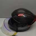 Carbon Fiber Full Face Motorcycle Helmets with Spoiler Sport Touring Street Motorcycle Helmet - Bluetooth Ready Speaker Pockets (M, Red)