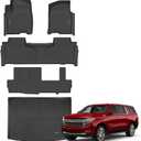 Floor Mats & Cargo Liner for 2021-2025 Chevrolet/Chevy Suburban/GMC Yukon XL 8 Seats All Weather Protection TPE Rubber Full Set Automotive Floor Liners Accessories (2nd Row Bench Seats)