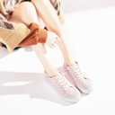 Obtaom Women's Play Fashion Sneaker White Color Washed and Leopard Canvas Slip on Shoes, 7