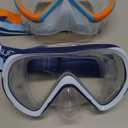 Supertrip Kids Swim Goggles with Nose Cover for Ages 6-14, Tempered Glass Fabric Strap Swimming Snorkel Mask for Pool Beach (A-OrangeBlue+SeaBlue)
