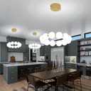 Dia 16" Modern Ring Chandeliers Gold Round Pendant Light Fixture Globe Chandelier for Dining Room Living Room Bedroom